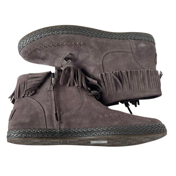 UGG Kennadi Suede Fringe Ankle Boots In Thunder Cloud Size 9.5 - Picture 7 of 12